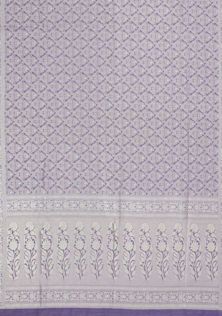 Lavander Lavender Woven Art Dupion Art Silk Saree With Floral Zari Motifs With Buttas And Brocade Design For Women - Indya