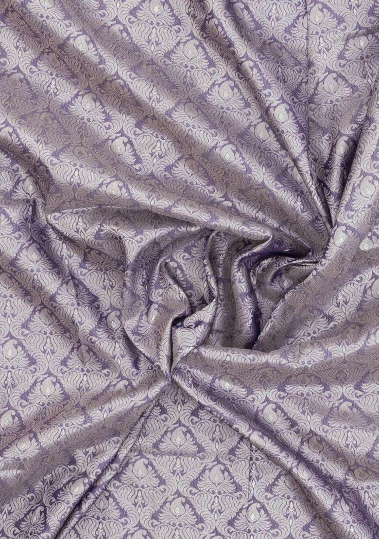 Lavander Lavender Woven Art Dupion Art Silk Saree With Floral Zari Motifs With Buttas And Brocade Design For Women - Indya