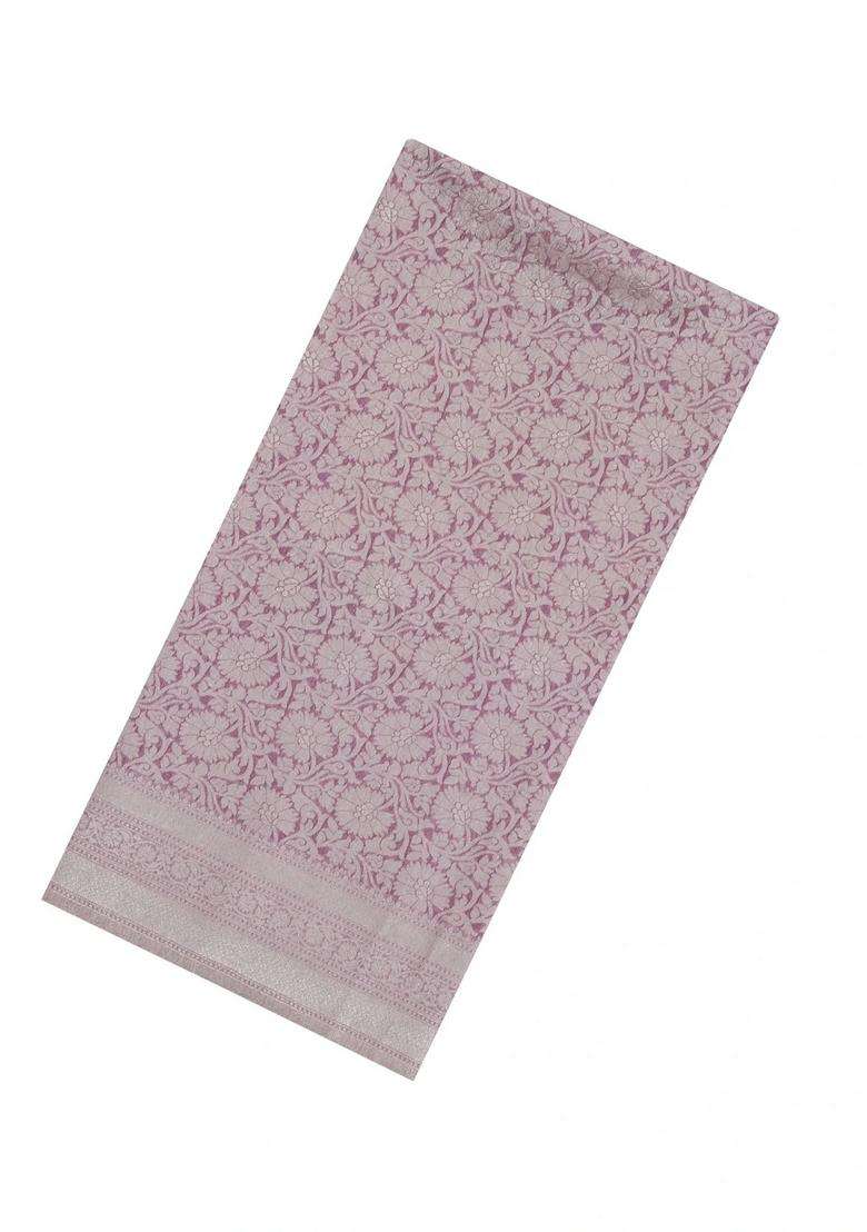 Dusty Pink Woven Art Dupion Art Silk Saree With Floral Zari Motifs With Buttas And Brocade Design For Women - Indya