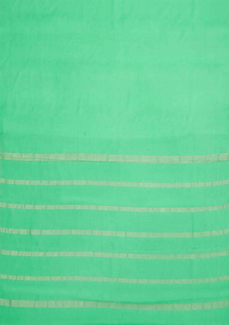 Aquamarine Woven Mysore Silk Saree With Zari Border With Traditional Woven Design For Women - Indya