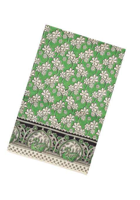 Green Printed Kalamkari Cotton Saree For Women
