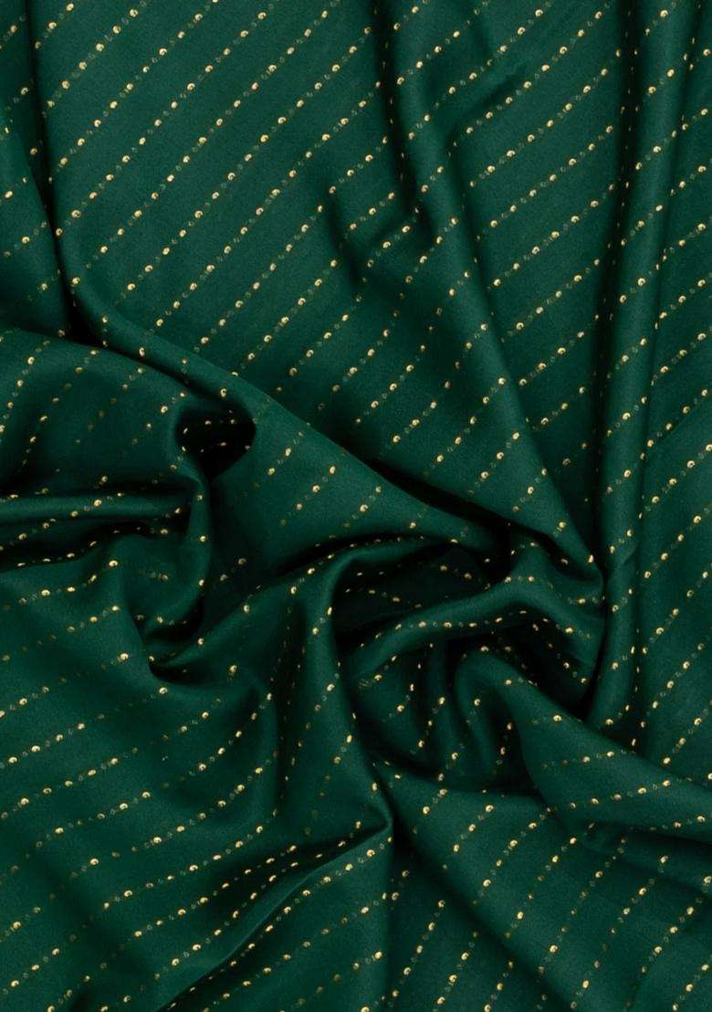 Dark Green Woven Mysore Silk Saree With Zari Motifs With Buttas And Brocade Design For Women - Indya