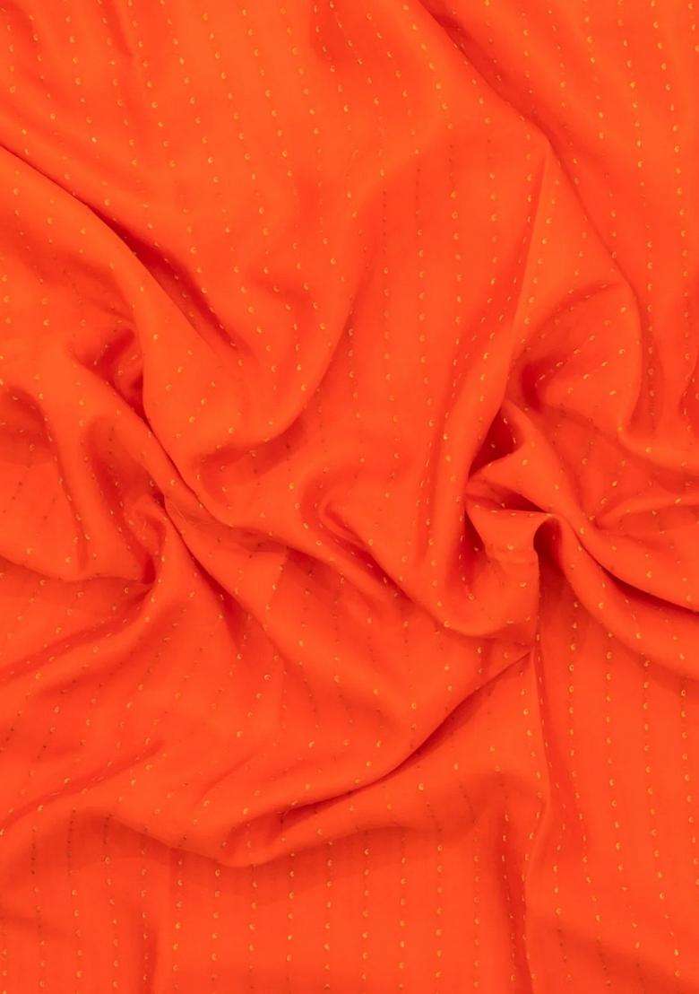 Orange Woven Mysore Silk Saree With Zari Motifs With Buttas And Brocade Design For Women - Indya