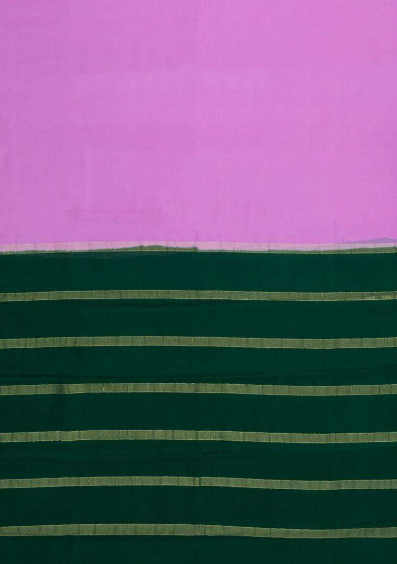 Lavander Lavender Woven Mysore Silk Saree With Contrast Border With Traditional Woven Design For Women - Indya