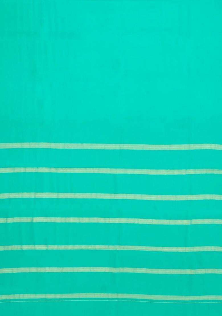 Turquoise Woven Mysore Silk Saree With Zari Border With Traditional Woven Design For Women - Indya