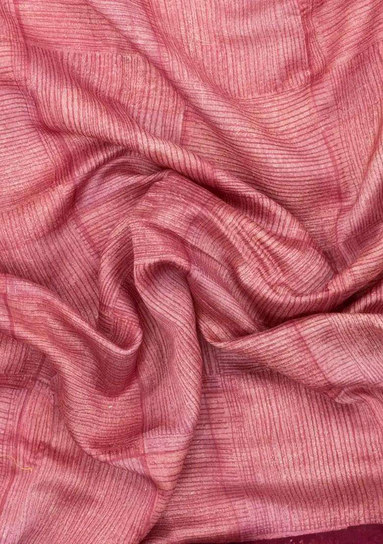 Magenta Printed Chanderi Cotton Saree With Zari Border For Women - Indya