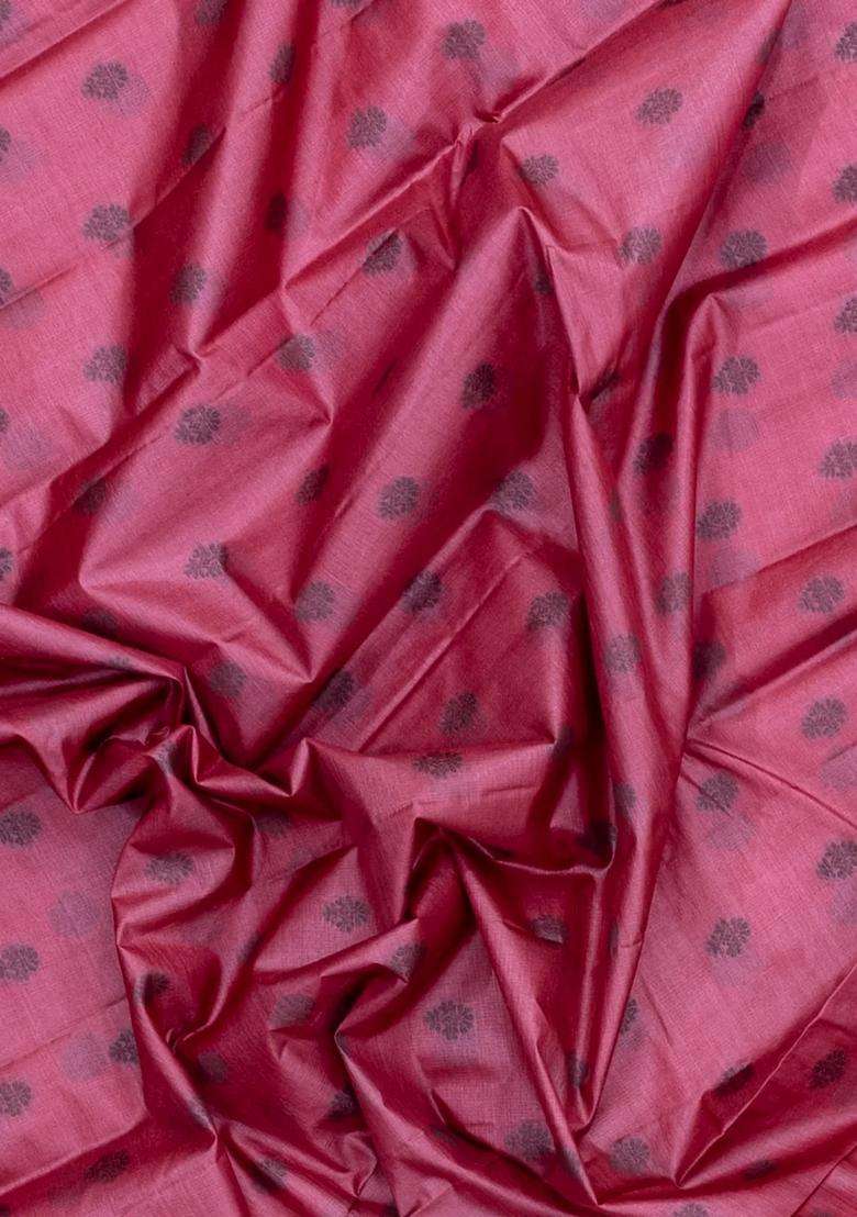 Pink Woven Tussar Silk Saree With Floral Buttas With Buttas And Brocade Design For Women - Indya