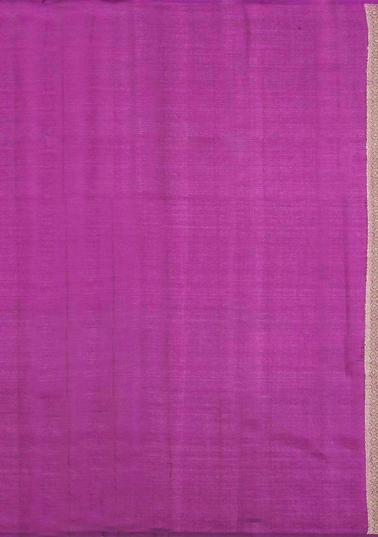 Purple Woven Tussar Silk Saree With Floral Buttas With Buttas And Brocade Design For Women - Indya