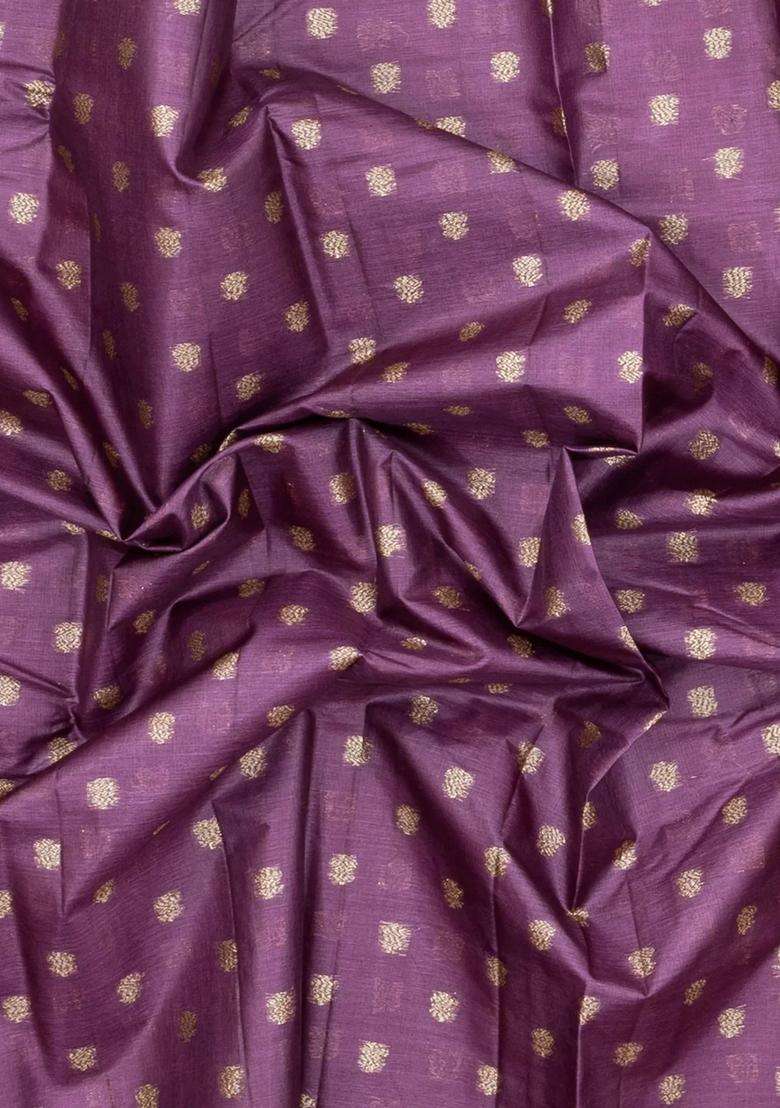Lilac Woven Tussar Silk Saree With Floral Buttas With Buttas And Brocade Design For Women - Indya