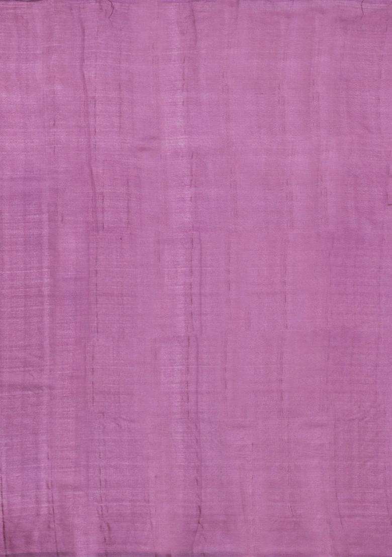 Lilac Woven Tussar Silk Saree With Floral Buttas With Buttas And Brocade Design For Women - Indya