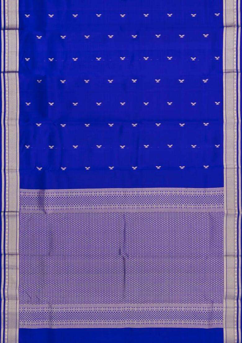 Sky Blue Woven Pure Silk Saree With Zari Buttas With Buttas And Brocade Design For Women - Indya