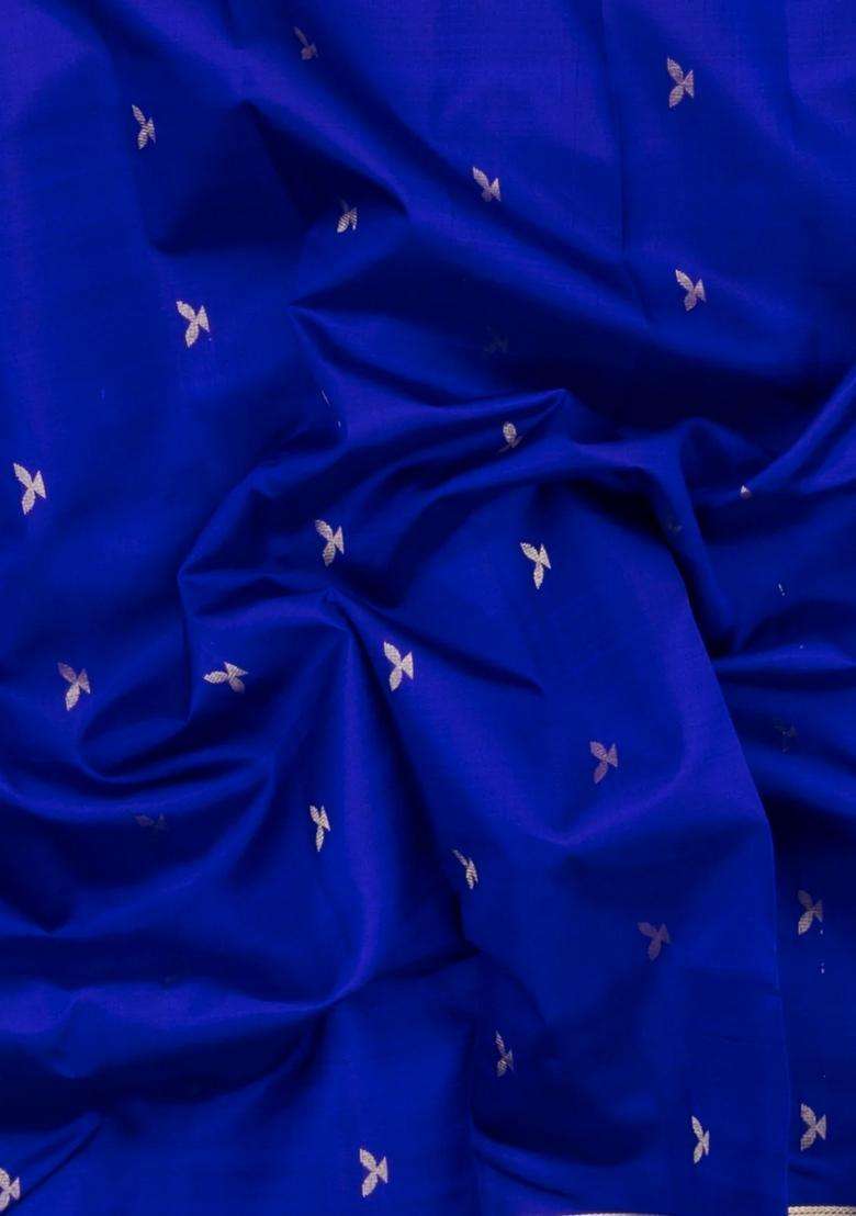 Sky Blue Woven Pure Silk Saree With Zari Buttas With Buttas And Brocade Design For Women - Indya