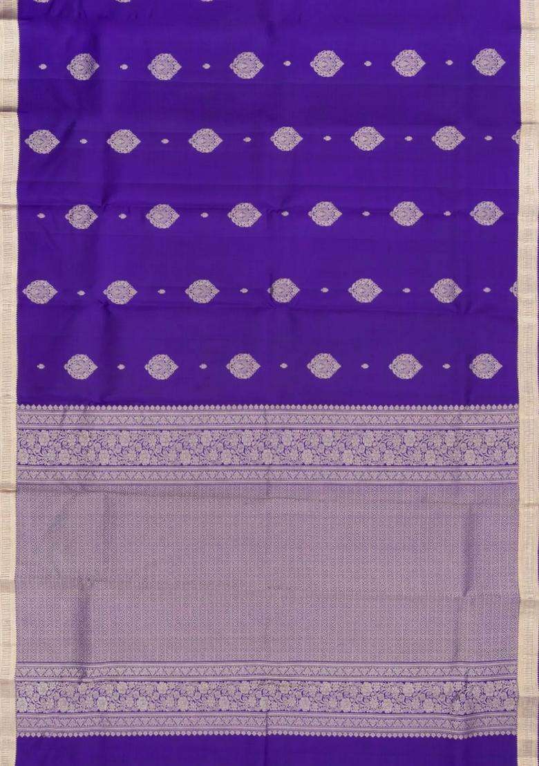Purple Woven Pure Silk Saree With Zari Buttas With Buttas And Brocade Design For Women - Indya