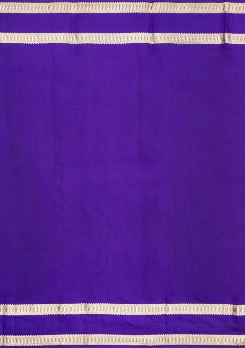 Purple Woven Pure Silk Saree With Zari Buttas With Buttas And Brocade Design For Women - Indya