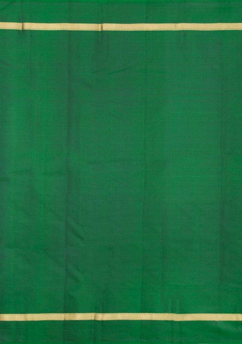 Green Woven Pure Silk Saree With Zari Checks With Checks And Stripes Design For Women - Indya