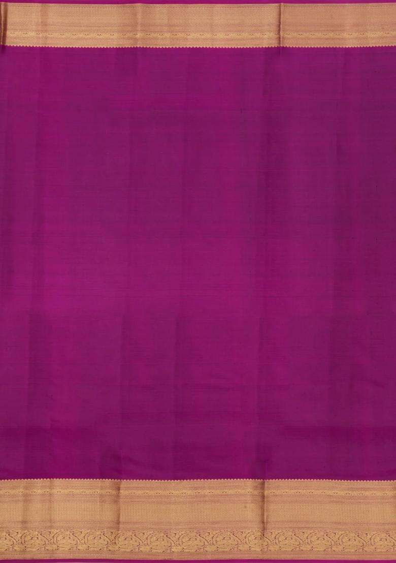 Dark Green Woven Pure Silk Saree With Zari Buttas Contrast Border With Buttas And Brocade Design For Women - Indya