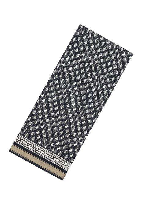 Black Printed Jaipur Cotton Saree With Floral Motifs For Women