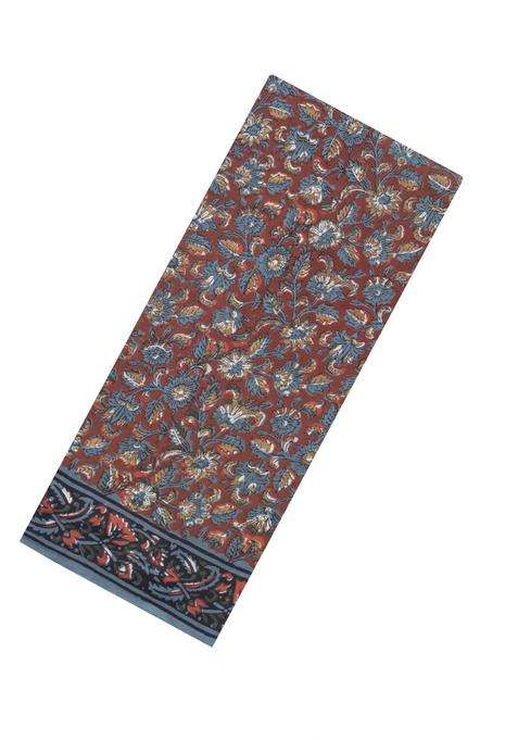 Brown Printed Jaipur Cotton Saree With Floral Motifs For Women