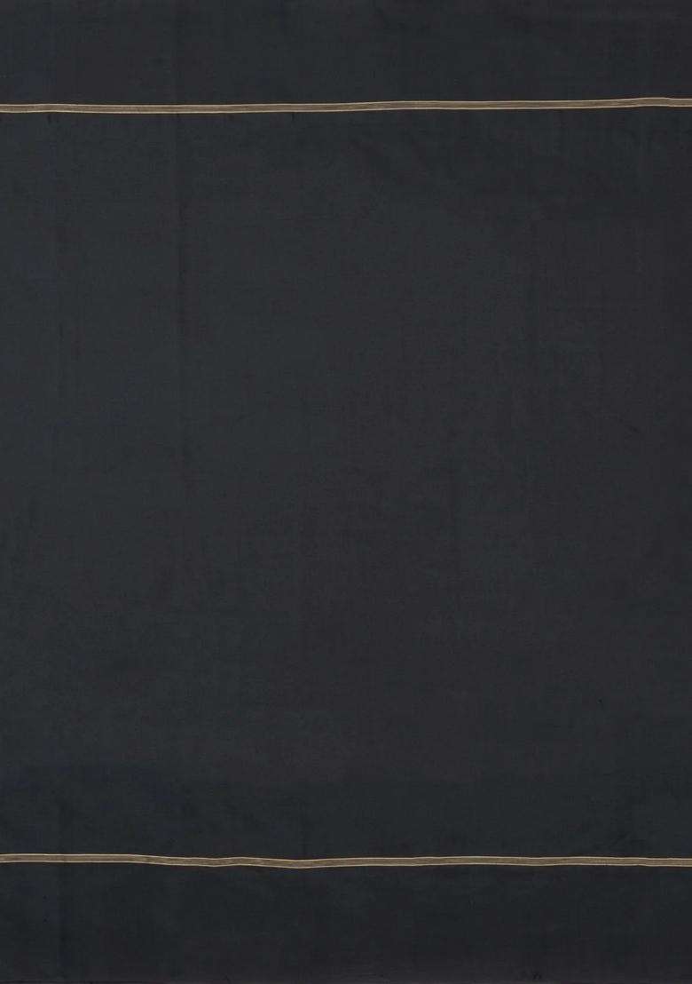 Black Handloom Kanchipuram Silk Saree With Meena Floral Motifs With Buttas And Brocade Design For Women - Indya