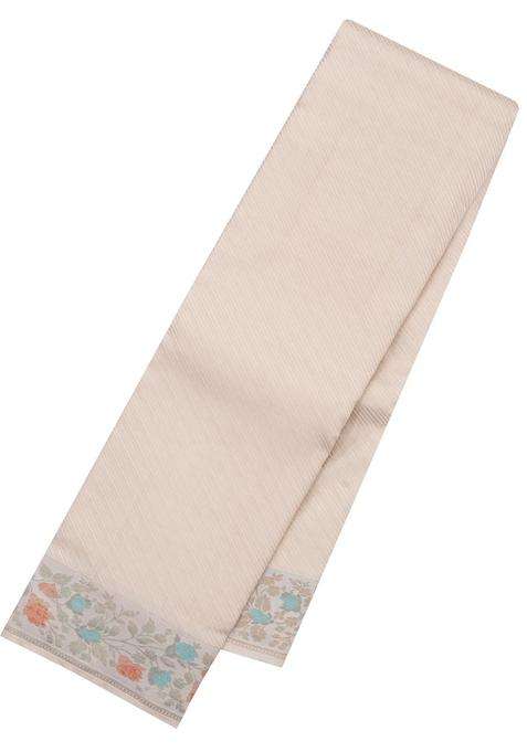 Cream Handloom Kanchipuram Silk Saree With Meena Floral Border With Buttas And Brocade Design For Women