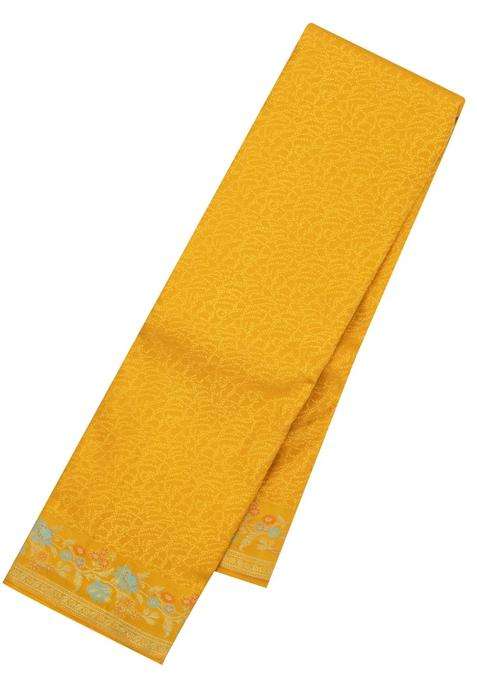 Mustard Handloom Kanchipuram Silk Saree With Meena Floral Border With Buttas And Brocade Design For Women