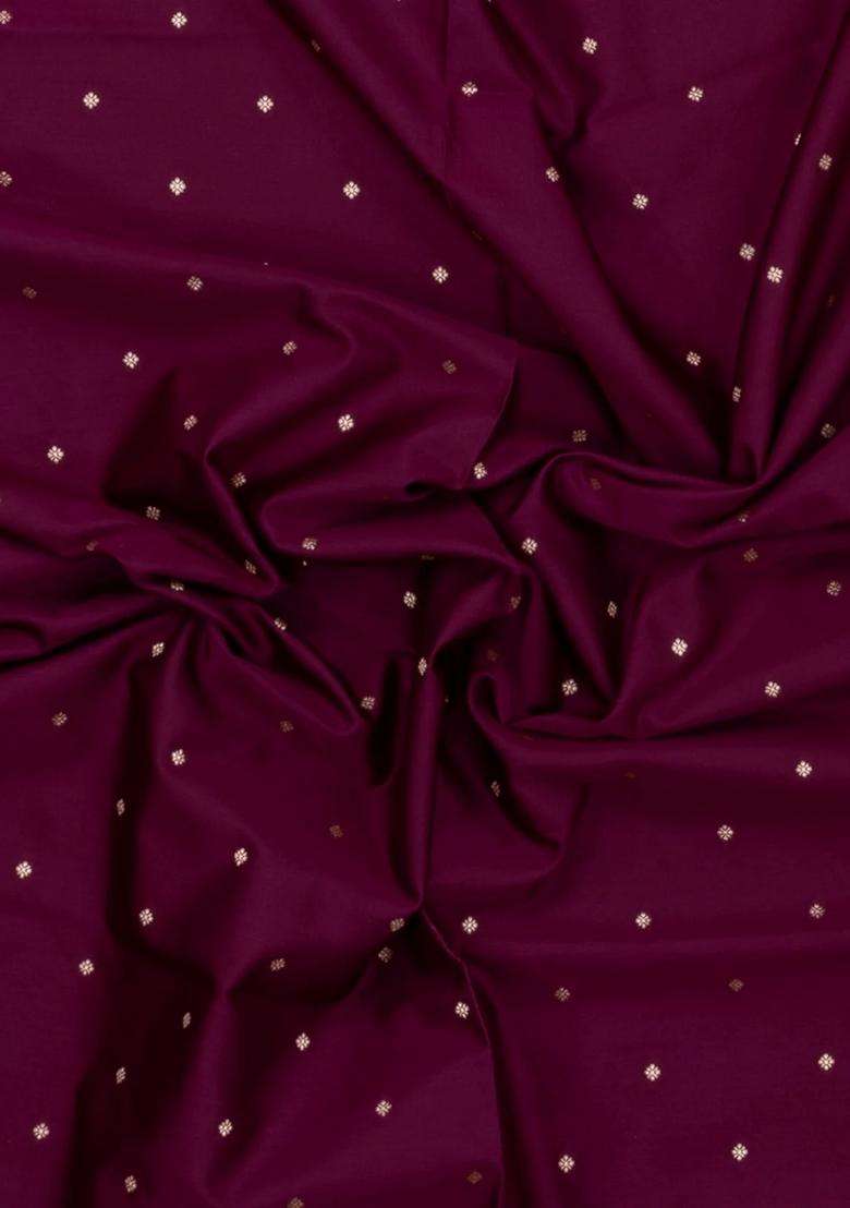 Burgundy Woven Blended Satin Art Silk Saree With Floral Zari Buttas With Buttas And Brocade Design For Women - Indya