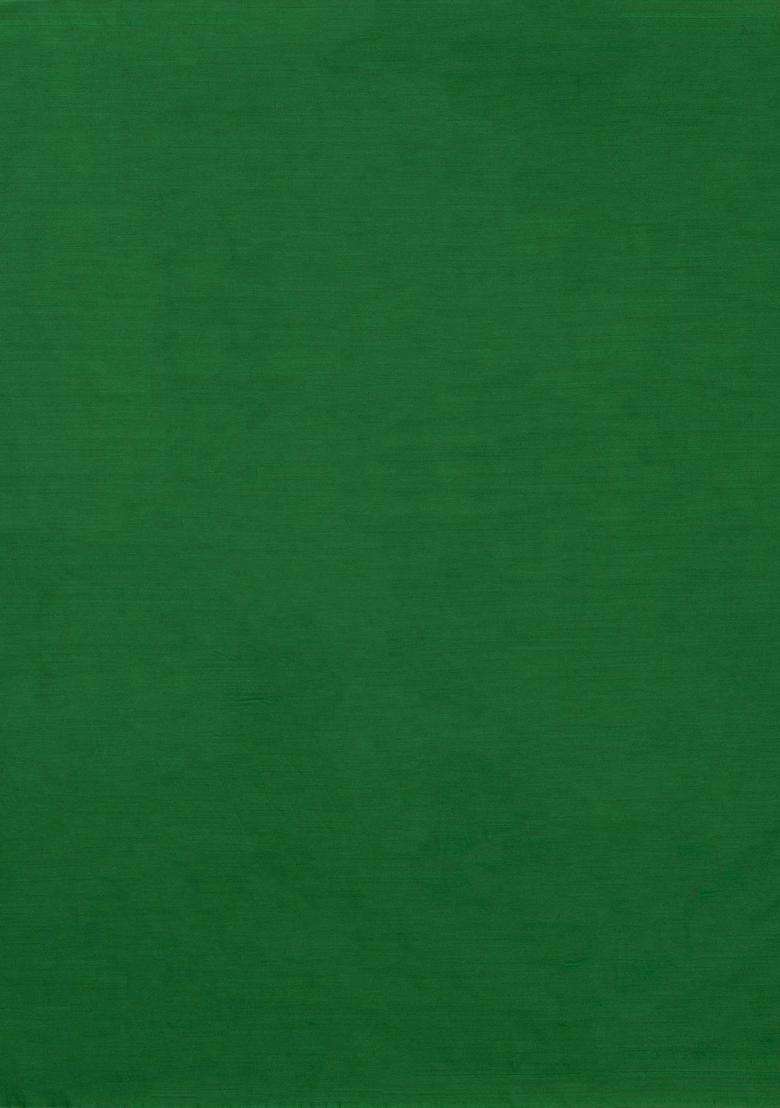 Green Woven Blended Satin Art Silk Saree With Floral Zari Buttas With Buttas And Brocade Design For Women - Indya
