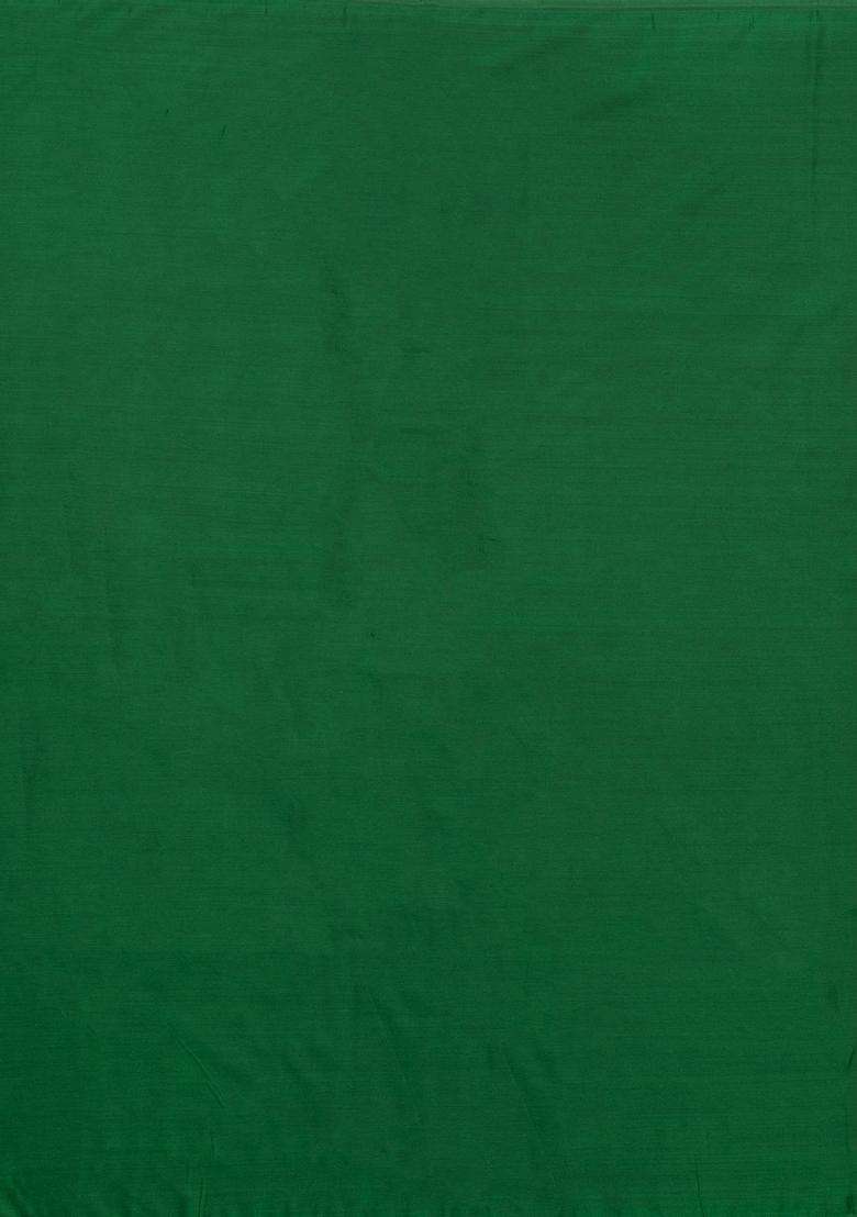 Green Woven Blended Satin Art Silk Saree With Floral Zari Buttas With Buttas And Brocade Design For Women - Indya