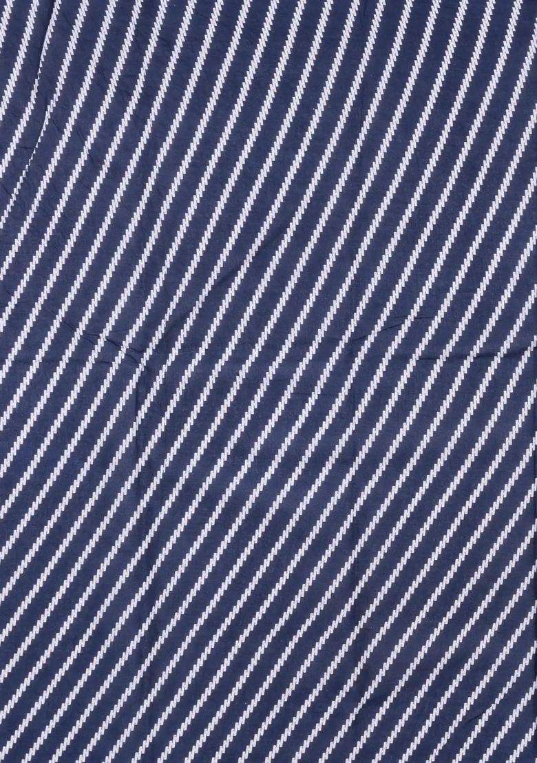 Indigo Printed Jaipur Cotton Saree With Printed Tribal Motifs For Women - Indya