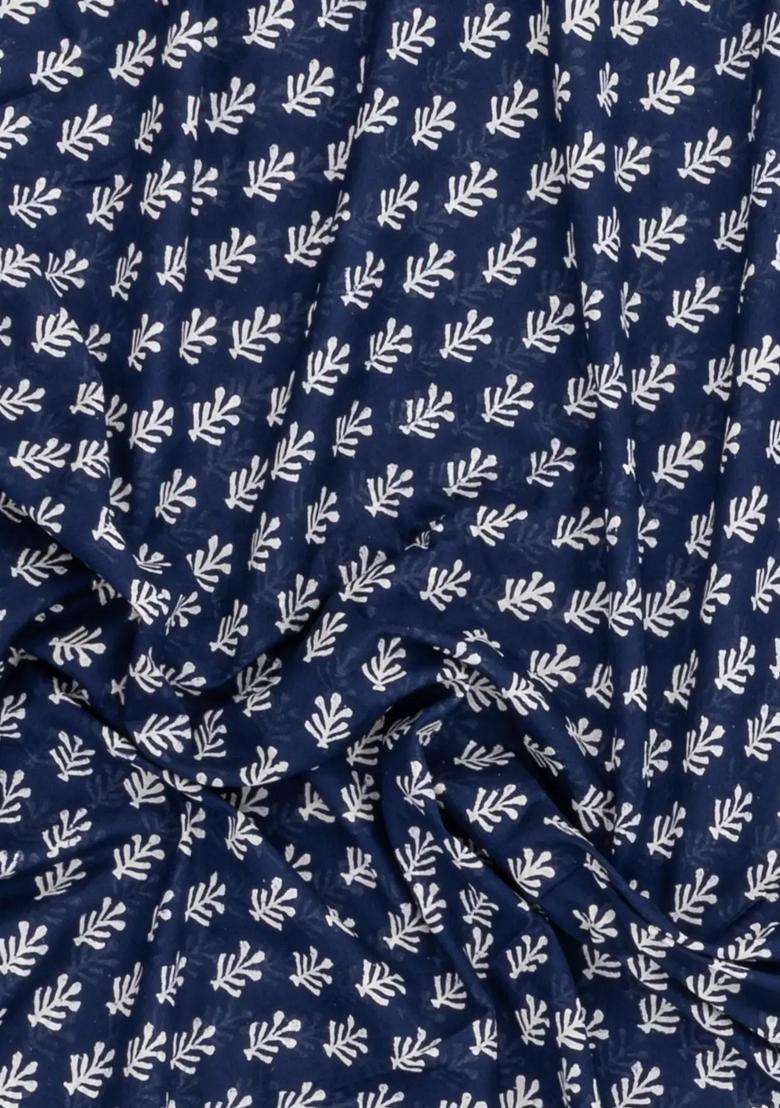 Indigo Printed Jaipur Cotton Saree With Printed Tribal Motifs For Women - Indya