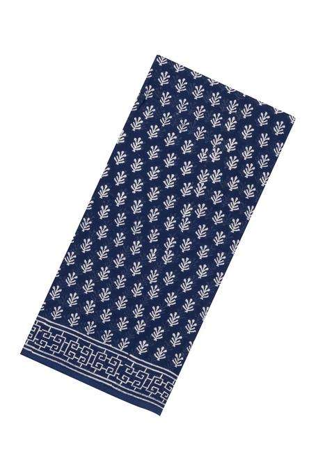 Indigo Printed Jaipur Cotton Saree With Printed Tribal Motifs For Women