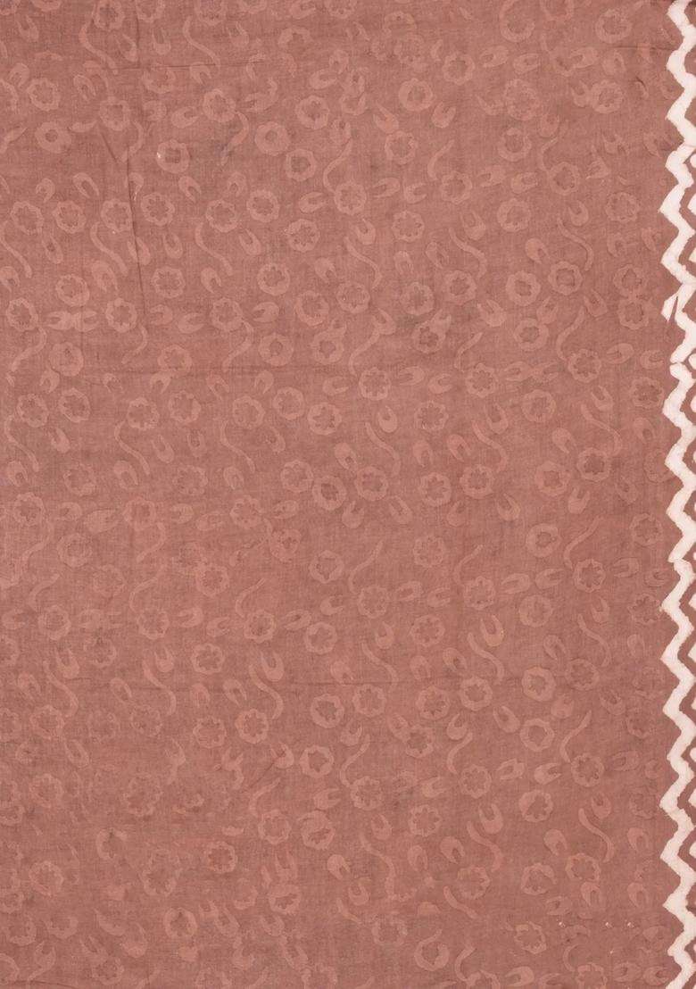 Brown Printed Jaipur Cotton Saree With Floral Motifs For Women - Indya