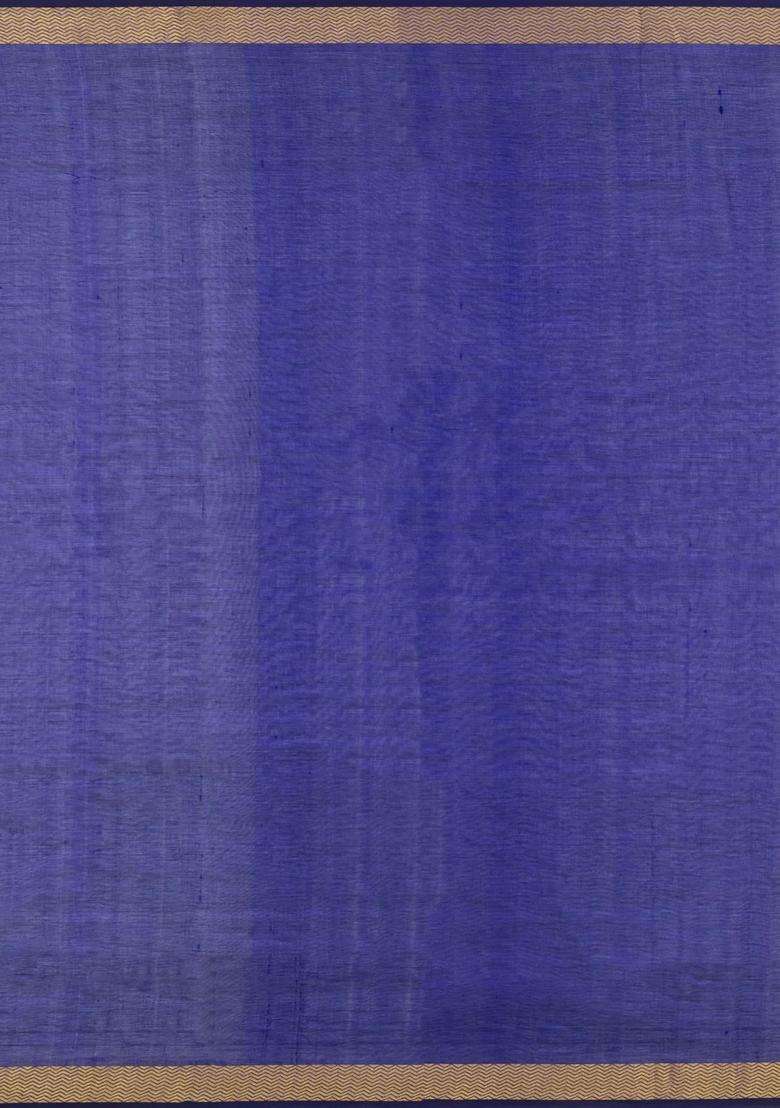 Purple Pink Handloom Silk Cotton Saree With Checks Zari Border With Checks And Stripes Design For Women - Indya