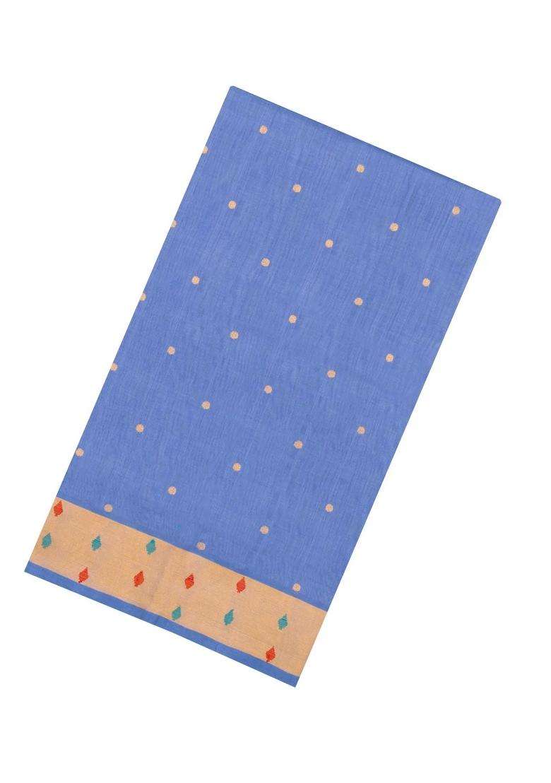 Grey Handloom Silk Cotton Saree With Buttas Zari Border With Buttas And Brocade Design For Women - Indya