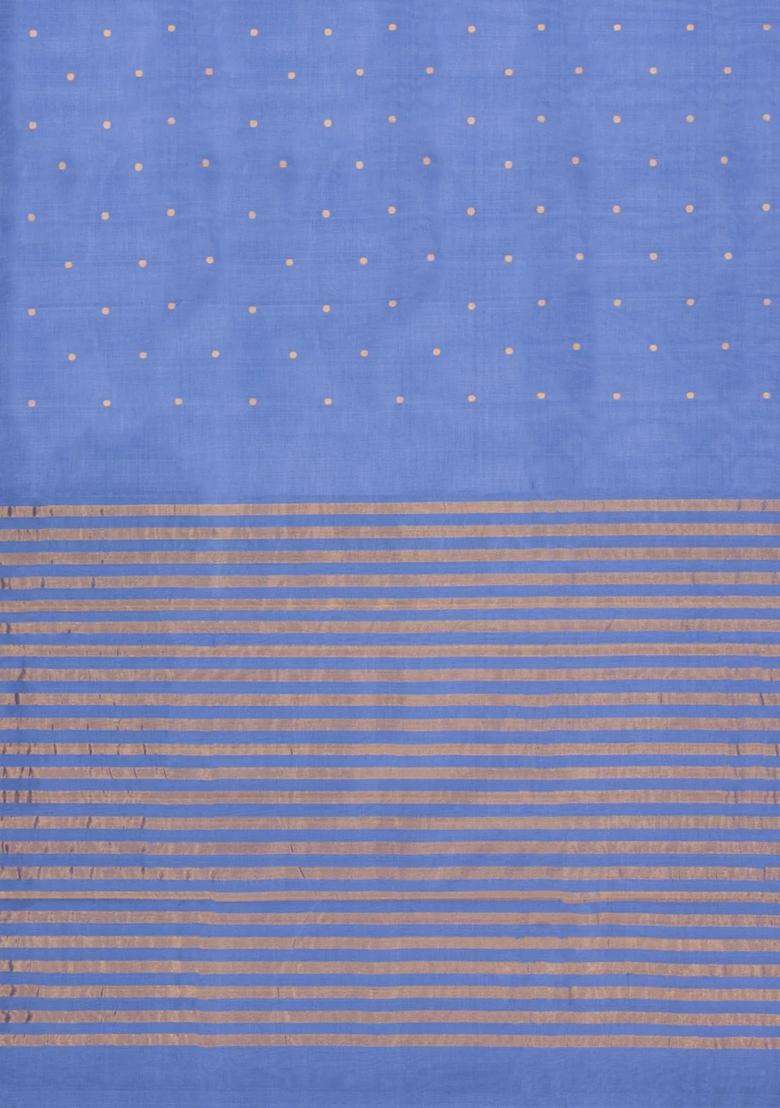Grey Handloom Silk Cotton Saree With Buttas Zari Border With Buttas And Brocade Design For Women - Indya