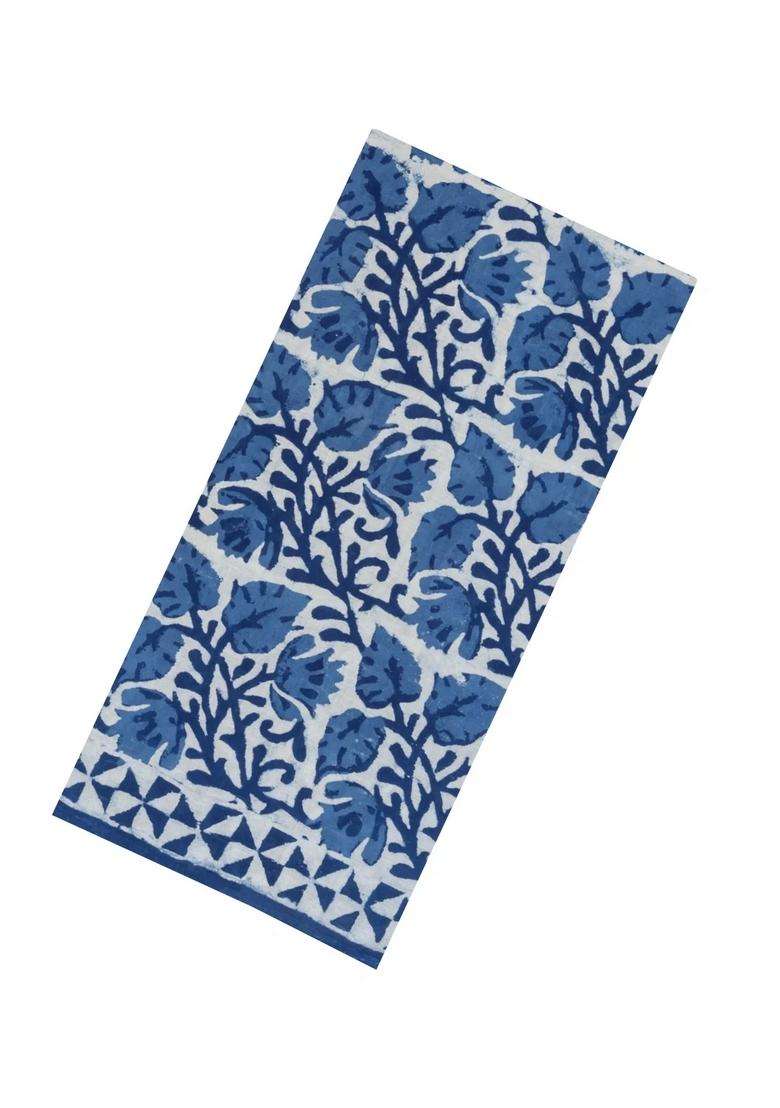 Indigo Printed Jaipur Cotton Saree With Border For Women - Indya