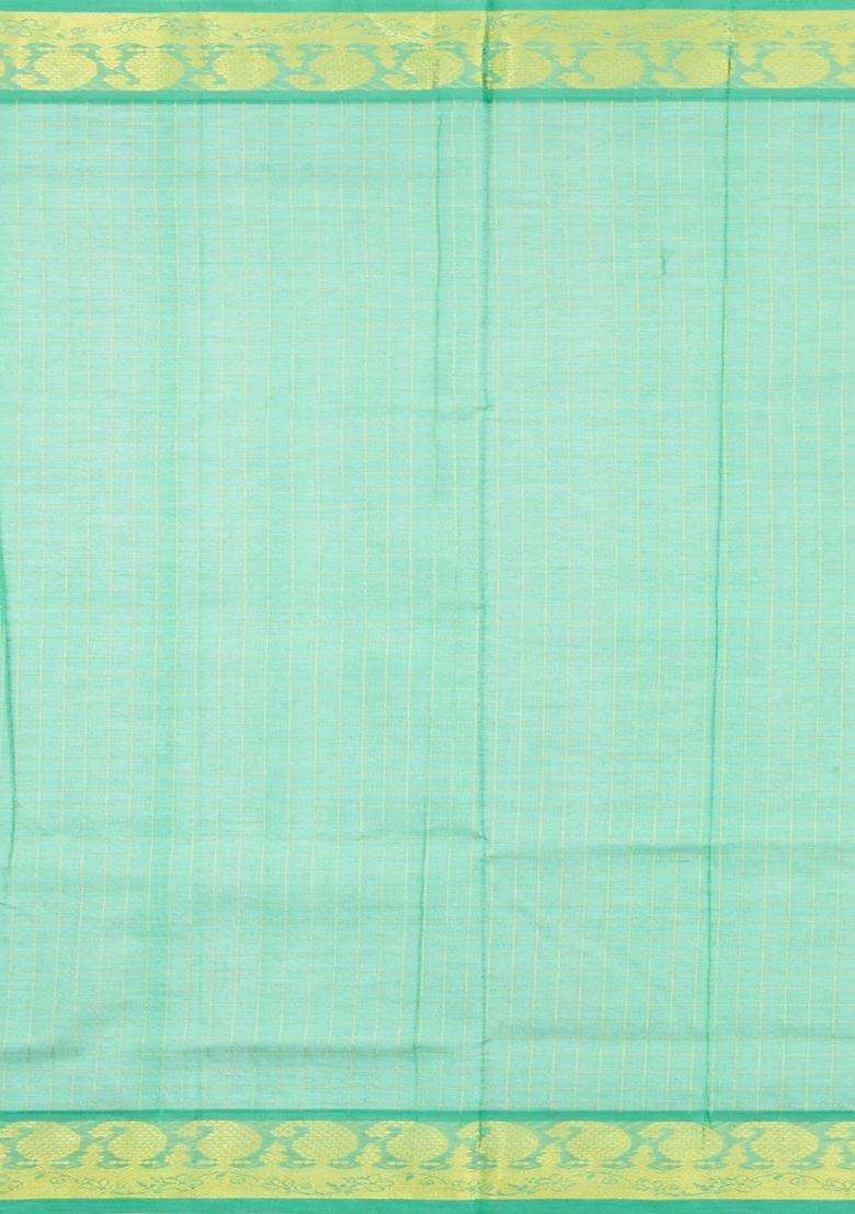 Crimson Handloom Silk Cotton Saree With Checks Buttas With Buttas And Brocade Design For Women - Indya