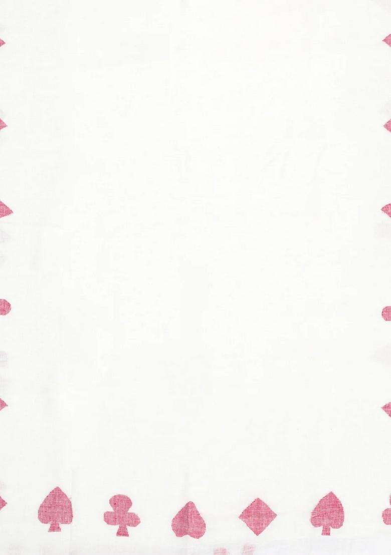 White Handloom Linen Saree With Flower Motifs With Traditional Woven Design For Women - Indya
