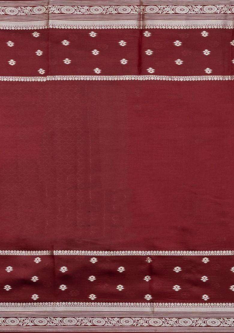 Rust Woven Banarasi Poona Silk Saree With Checks Buttas With Buttas And Brocade Design For Women - Indya