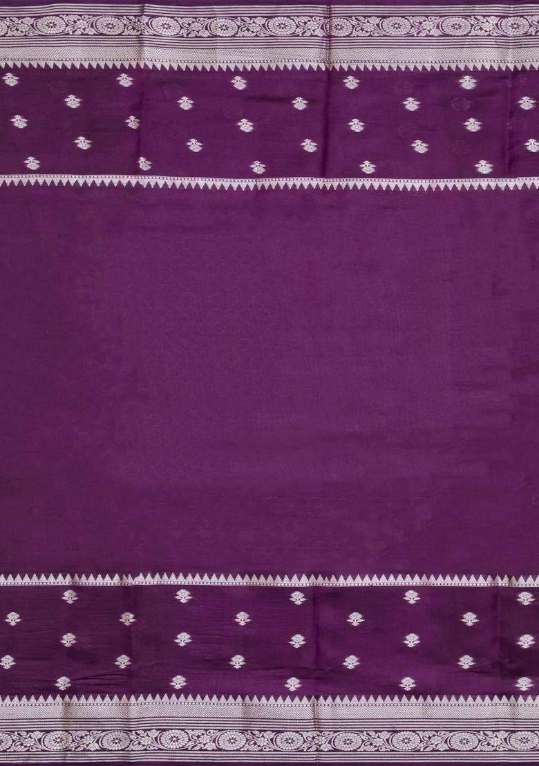 Lavander Lavender Woven Banarasi Poona Silk Saree With Checks Buttas With Buttas And Brocade Design For Women - Indya