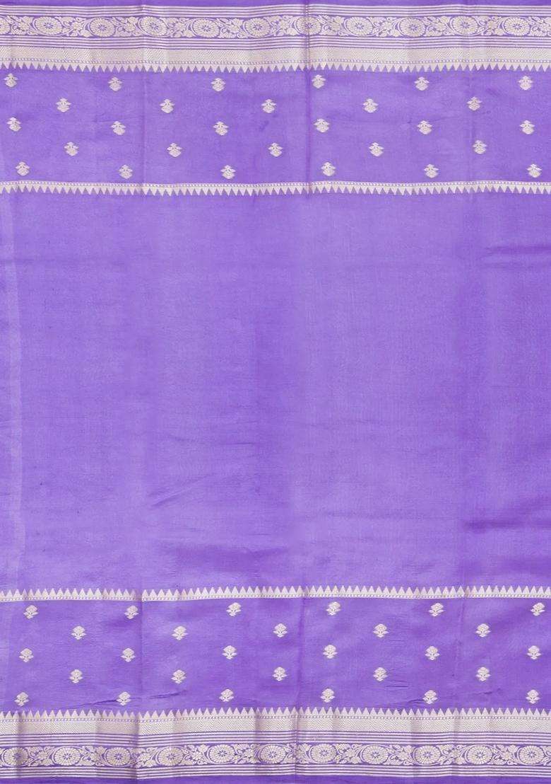 Purple Woven Banarasi Poona Silk Saree With Checks Buttas With Buttas And Brocade Design For Women - Indya