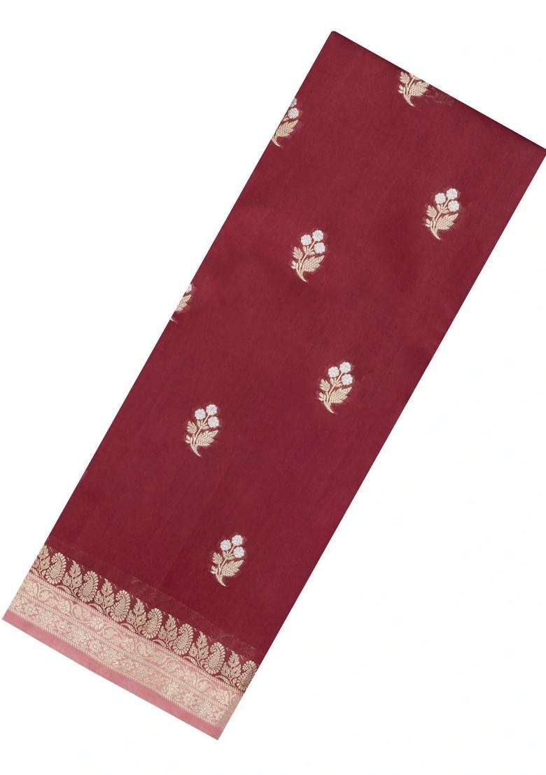 Brown Woven Banarasi Poona Silk Saree With Zari Buttas Contrast Border With Buttas And Brocade Design For Women - Indya