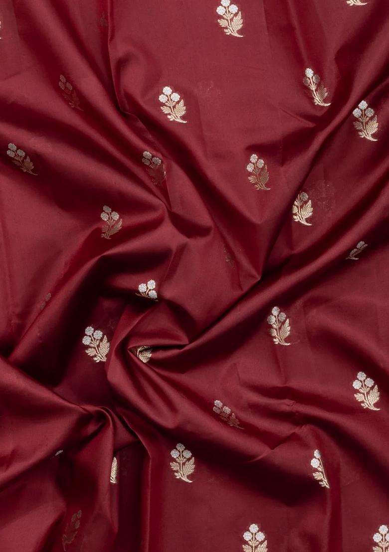 Brown Woven Banarasi Poona Silk Saree With Zari Buttas Contrast Border With Buttas And Brocade Design For Women - Indya