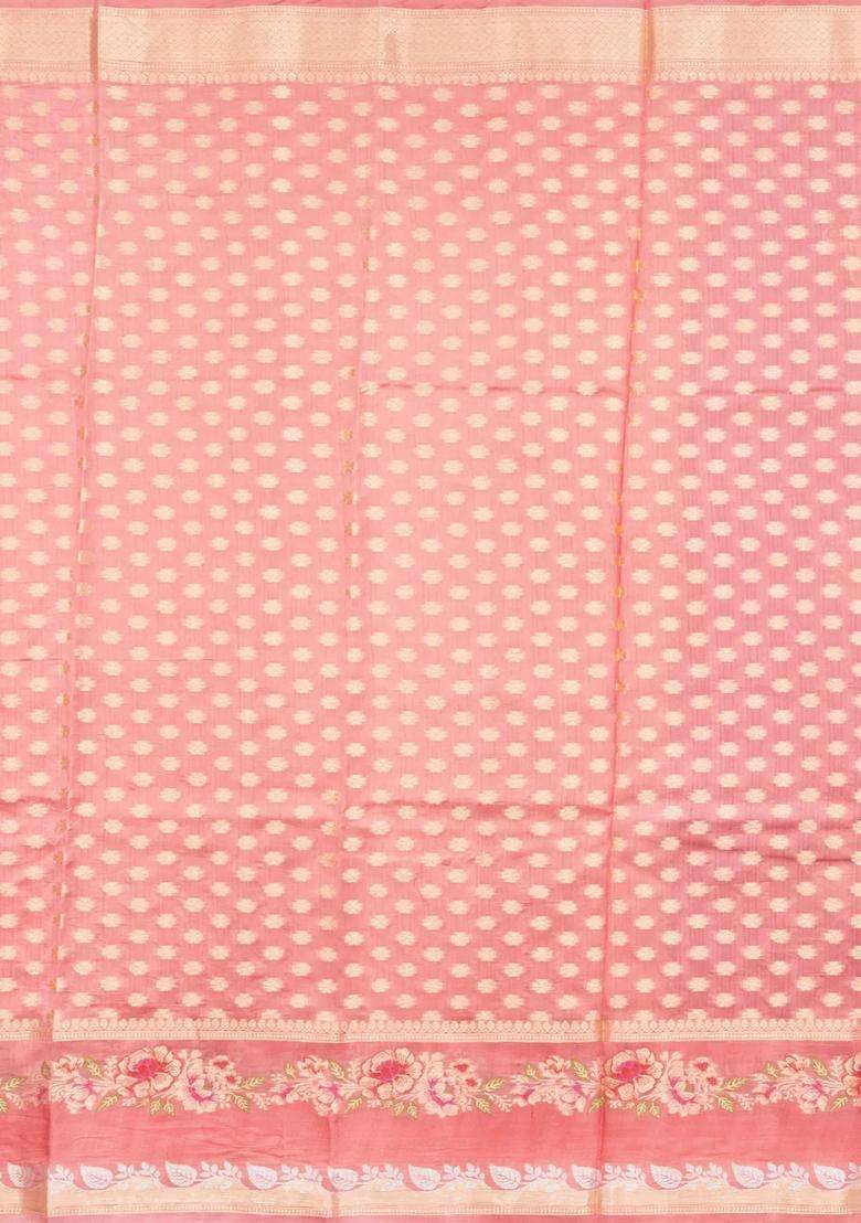 Red Woven Banarasi Poona Silk Saree With Buttas Contrast Meena Border With Buttas And Brocade Design For Women - Indya