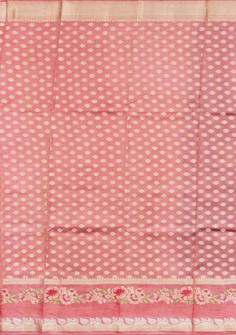 Maroon Woven Banarasi Poona Silk Saree With Buttas Contrast Meena Border With Buttas And Brocade Design For Women - Indya