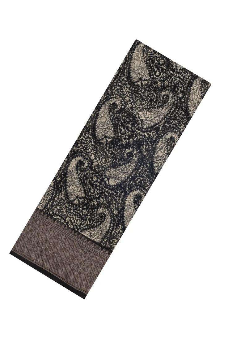 Black Printed Chanderi Cotton Saree With Zari Border For Women - Indya
