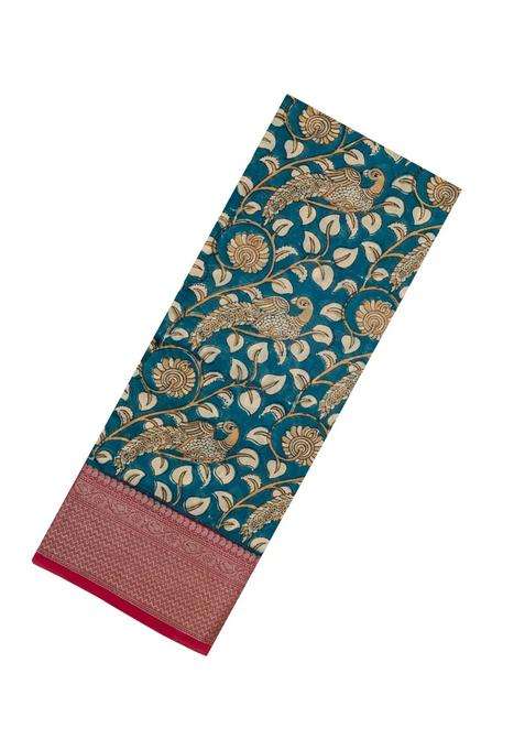 Black Printed Chanderi Cotton Saree With Zari Border For Women