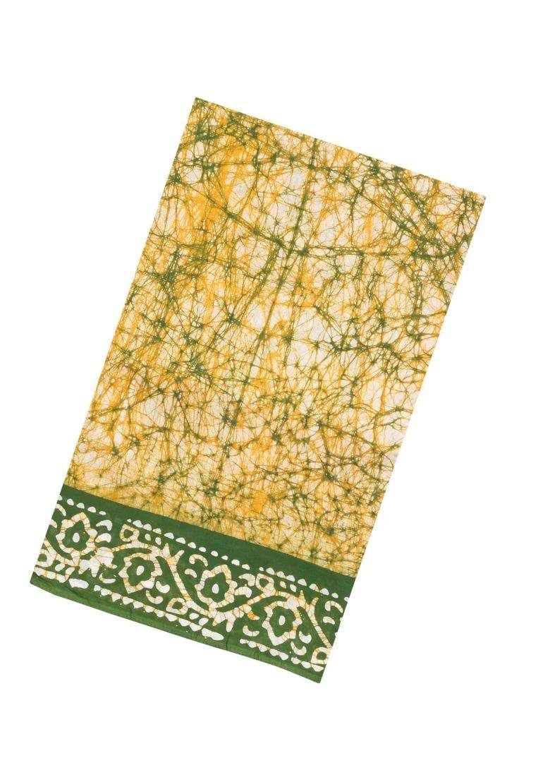 Green Printed Jaipur Cotton Saree With Tie Dye Motifs For Women - Indya