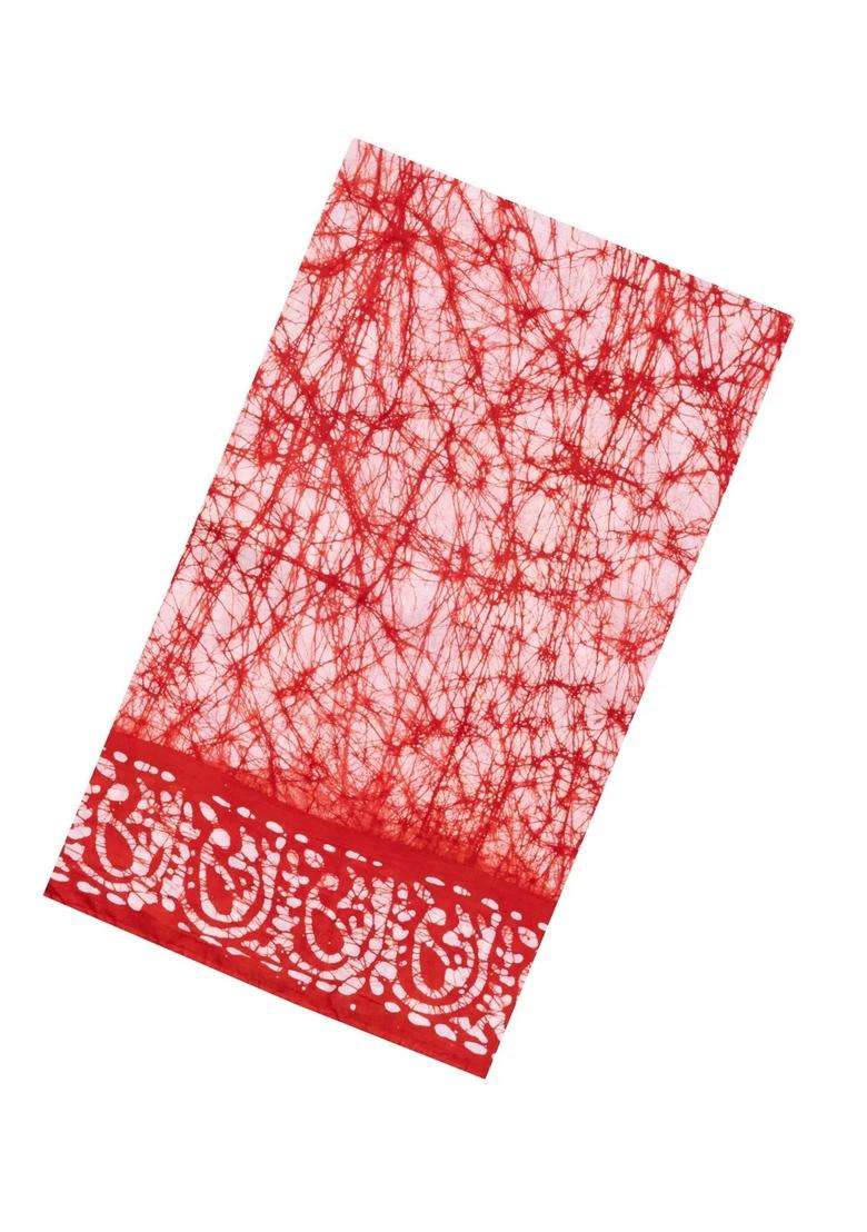 Red Printed Jaipur Cotton Saree With Tie Dye Motifs For Women - Indya