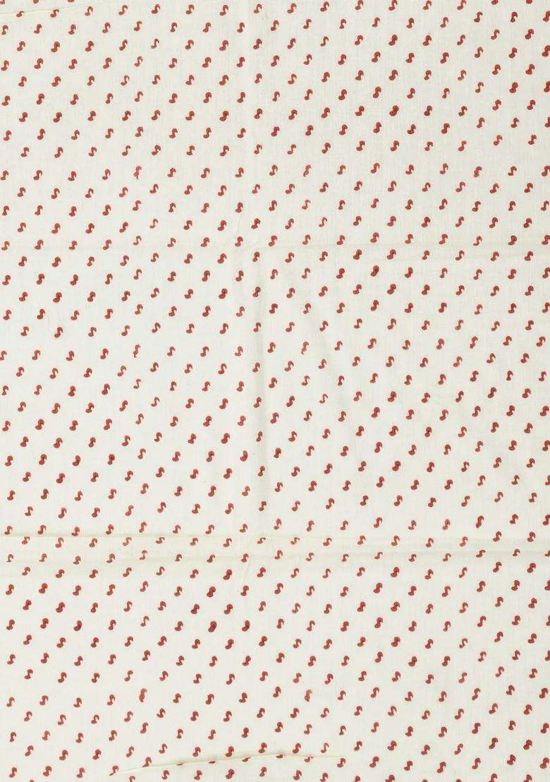 Off White Printed Jaipur Cotton Saree With Floral Motifs For Women - Indya